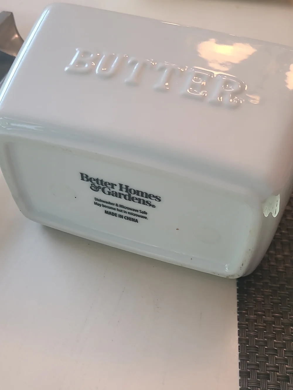 Ceramic Butter Dish with Wooden Lid - White